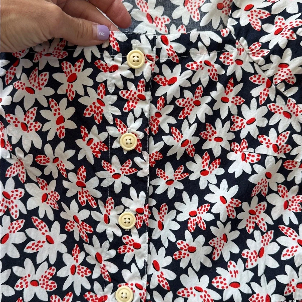 J. Crew Crewcuts‎ Girls Cotton Blend Daisy Floral Print Button Front Dress Sz 12